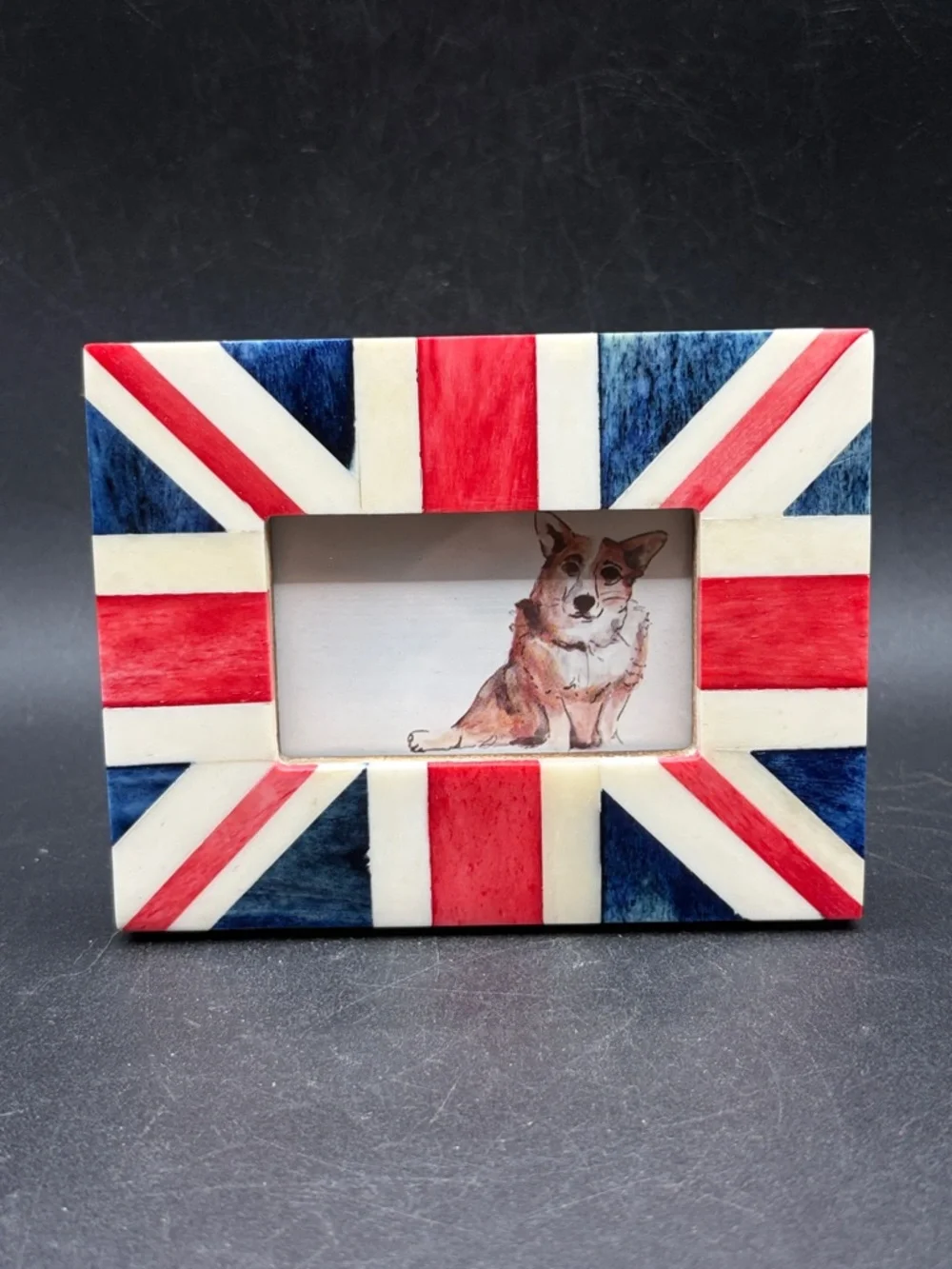 Anthropologie Union Jack Red White Blue Bone Picture Photo Frame Home Decor